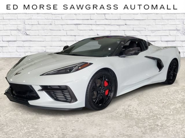 2022 Chevrolet Corvette Stingray 3LT in Arctic White — front three-quarter view