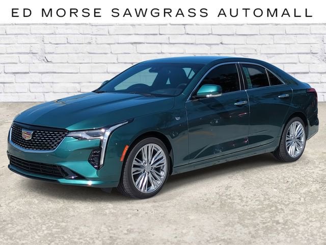 2026 Cadillac CT4 Premium Luxury in Typhoon Metallic — front three-quarter view