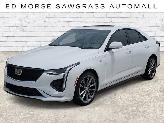 2026 Cadillac CT4 Sport in Summit White — front three-quarter view