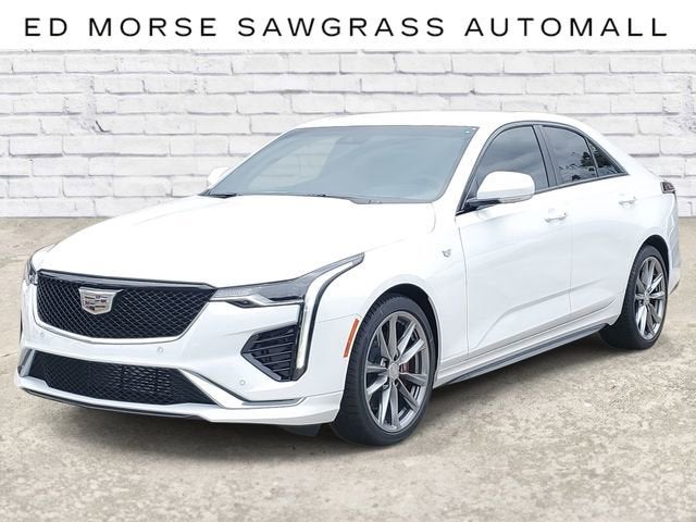 2026 Cadillac CT4 Sport in Summit White — front three-quarter view