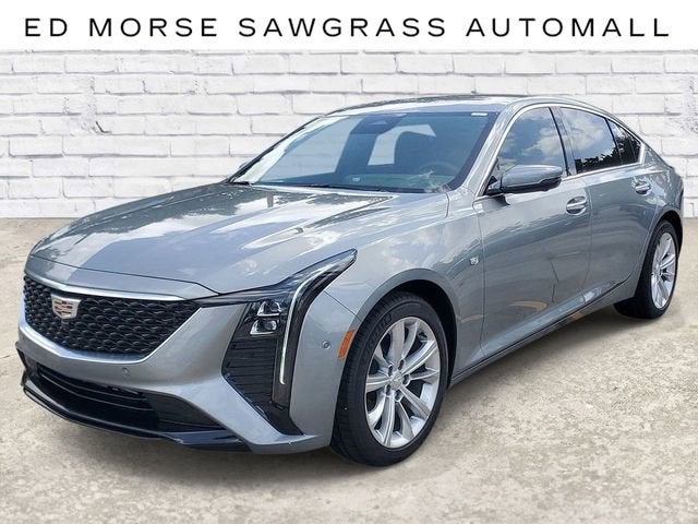 2026 Cadillac CT5 Premium Luxury in Argent Silver Metallic — front three-quarter view